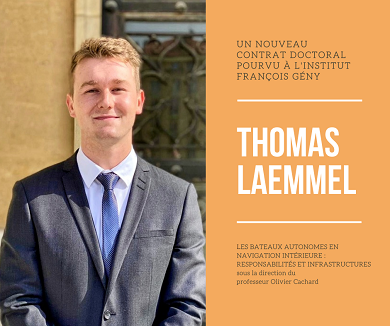 Visuel Contrat doctoral "Les bateaux autonomes en navigation intérieure : responsabilités et infrastructures"