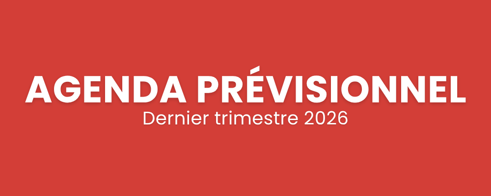Visuel Agenda prévisionnel du dernier trimestre 2026